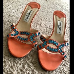 Vintage Jimmy Choo orange leather strappy sandals